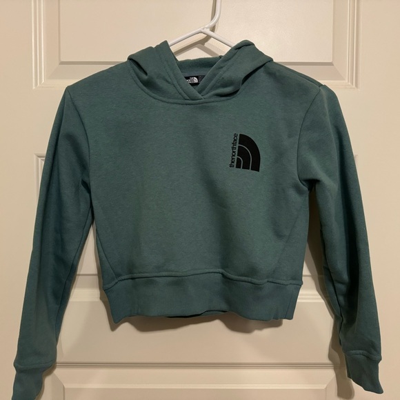 The North Face Girls Cropped Hoodie Green Small 7/8 Sweatshirt - Picture 2 of 5